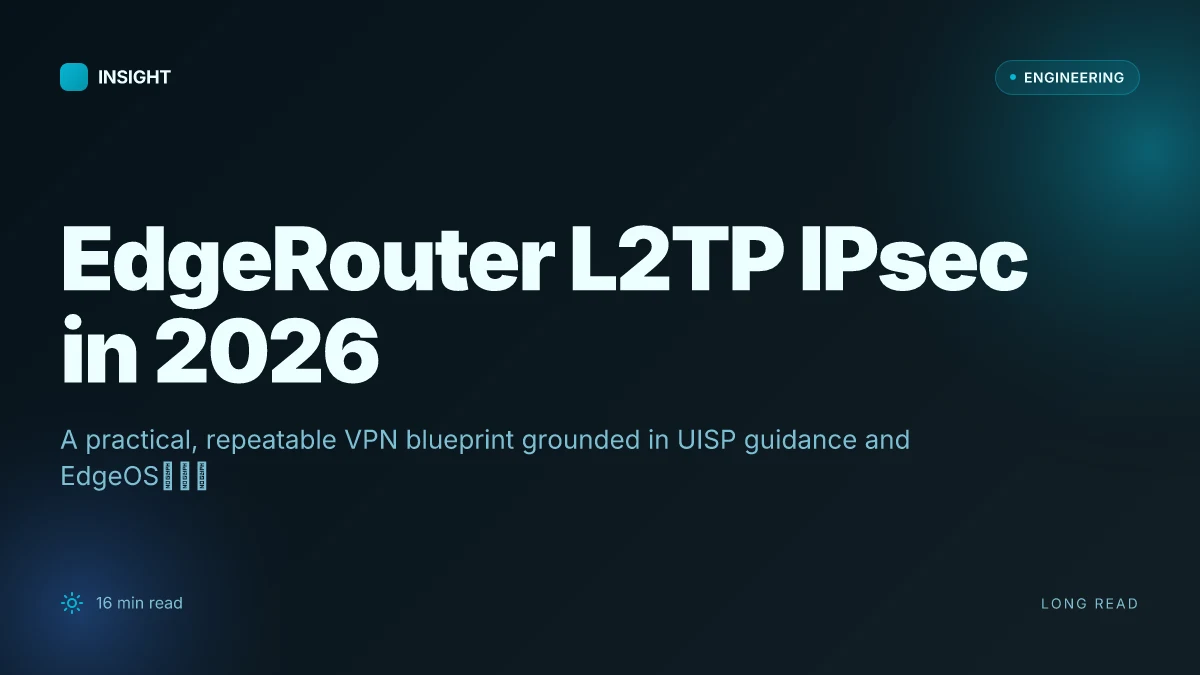 Setup L2TP VPN EdgeRouter 2026: a practical expert guide